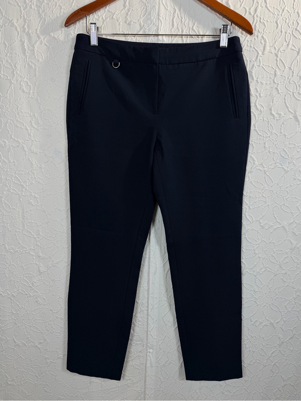 Adrianna Papell Navy D-Ring Slim Ankle Pants Stretch Trouser Navy Size 6 - Picture 2 of 12